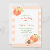 Schattigee kleine perzik strepen meisje verjaardag kaart (Voorkant)