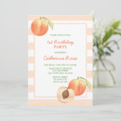 Schattigee kleine perzik strepen meisje verjaardag kaart (Staand voorkant)