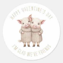 Schattigee Kleine Piggies Valentijnsdag Ronde Sticker