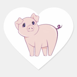 Schattigee kleine Piggy Art Hart Sticker