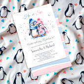 Schattigee kleine pinguïn Hij of Zij Winter Geslac Kaart