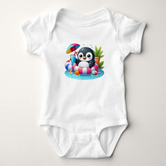 Schattigee kleine pinguïn in de zomer romper (Voorkant)