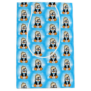 Schattigee kleine pinguïn in winter Pet met sneeuw Medium Cadeauzakje