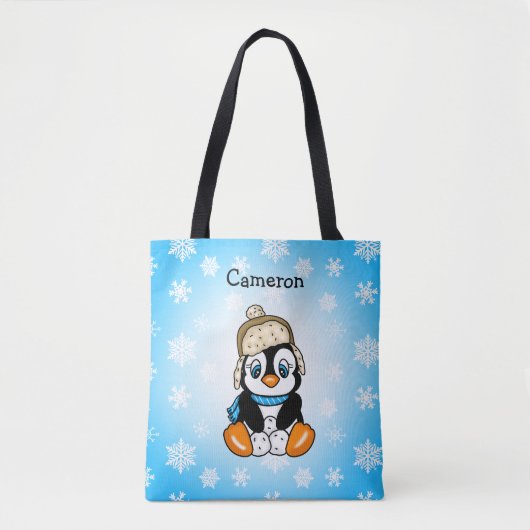 Schattigee kleine pinguïn in winter Pet met sneeuw Tote Bag (Voorkant)
