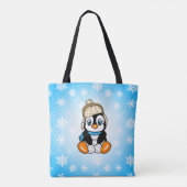 Schattigee kleine pinguïn in winter Pet met sneeuw Tote Bag (Achterkant)