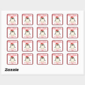 Schattigee kleine pinguïn met kerstmuts vierkante sticker (Vel)