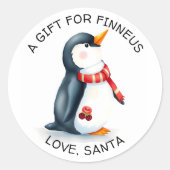 Schattigee kleine pinguïn van en naar Kerstmis Ronde Sticker (Voorkant)