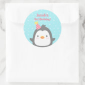 Schattigee kleine pinguïn verjaardagsfeestje gunst ronde sticker (Tas)