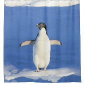 Schattigee kleine pinguïn vogel blauw ijs douchegordijn (Voorkant)