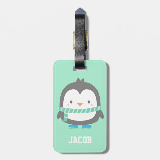 Schattigee Kleine Pinguïn Winter Kinder Bagagelabe Bagagelabel (Achterkant verticaal)
