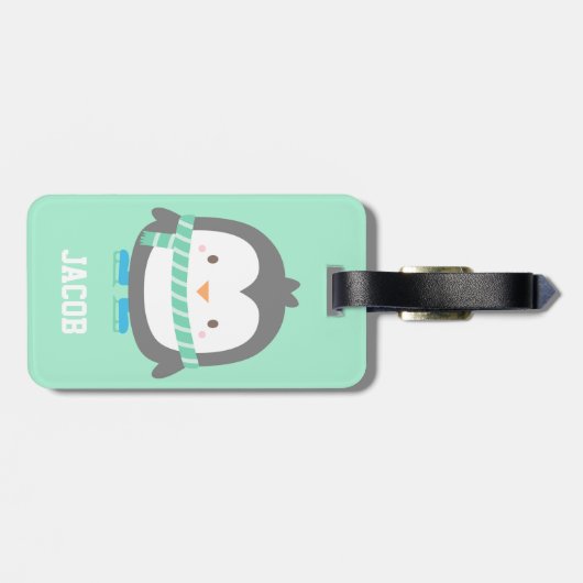 Schattigee Kleine Pinguïn Winter Kinder Bagagelabe Bagagelabel (Achterkant horizontaal)