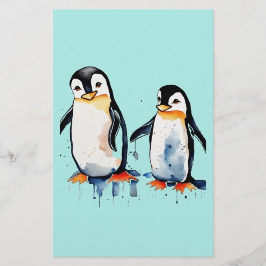 Schattigee kleine pinguïns briefpapier (Voorkant)