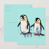 Schattigee kleine pinguïns feestdagenkaart (Voorkant / Achterkant)