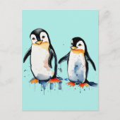 Schattigee kleine pinguïns feestdagenkaart (Voorkant)