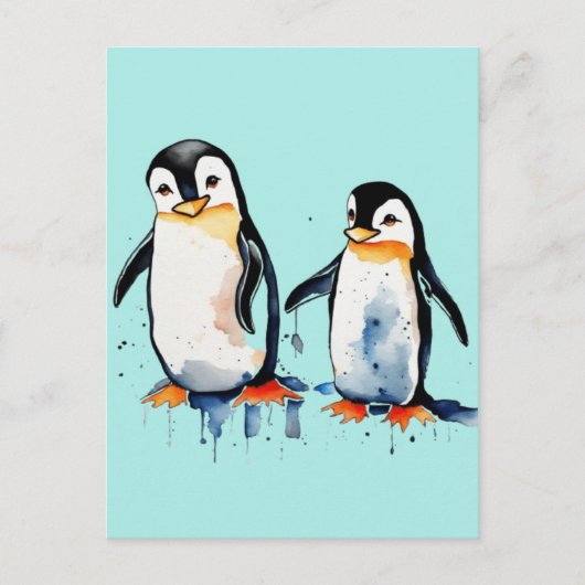 Schattigee kleine pinguïns feestdagenkaart (Voorkant)
