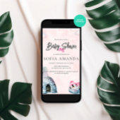 Schattigee kleine pinguïns Waterverf roze Baby sho Kaart