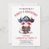 Schattigee kleine piraat jongen rode verjaardagsfe kaart (Voorkant)