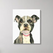 Schattigee Kleine Pit Bull Puppy Waterverf Schilde Canvas Afdruk (Voorkant)