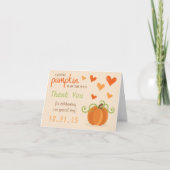 Schattigee kleine pompoen Baby shower dank u kaart (Voorkant)