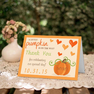 Schattigee kleine pompoen Baby shower dank u kaart