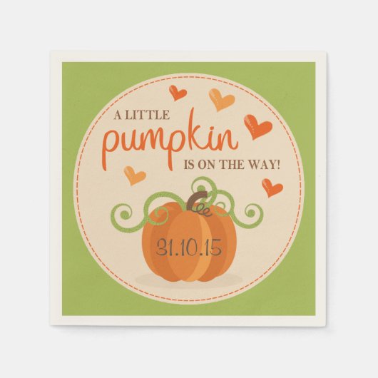 Schattigee kleine pompoen Baby shower servetten (Voorkant)
