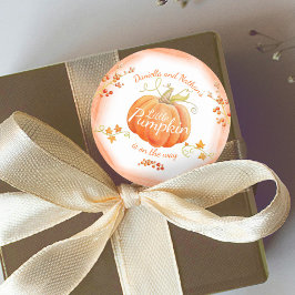 Schattigee kleine pompoen baby shower waterverf ronde sticker