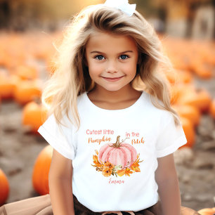 Schattigee kleine pompoen Herfst naam roze Kinder Shirts