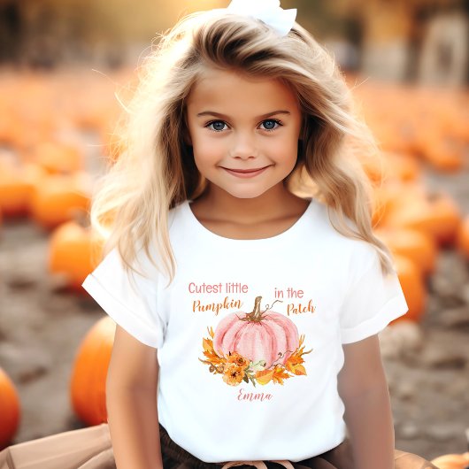Schattigee kleine pompoen Herfst naam roze Kinder Shirts