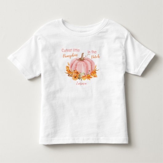 Schattigee kleine pompoen Herfst naam roze Kinder Shirts (Voorkant)