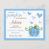 Schattigee kleine pompoen jongens Baby shower advi Briefkaart (Voorkant)
