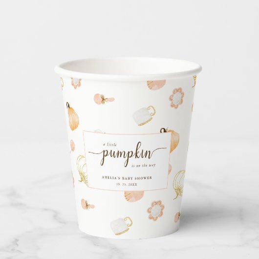 Schattigee kleine pompoen kinderkamer baby meisje  papieren bekers (Voorkant)