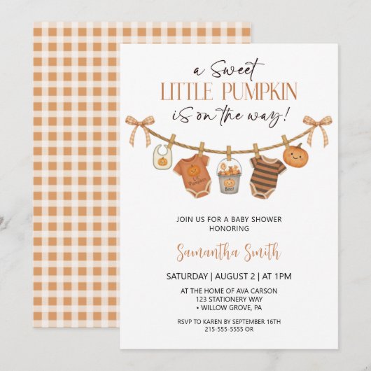 Schattigee kleine pompoen kleding Herfst Baby show Kaart (Voorkant / Achterkant)