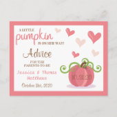 Schattigee kleine pompoen meisjes Baby shower advi Briefkaart (Voorkant)