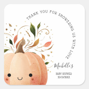 Schattigee kleine pompoen op de weg Herfst Baby sh Vierkante Sticker