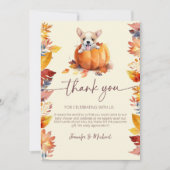 Schattigee kleine pompoen puppy Herfst in liefde B Bedankkaart (Voorkant)