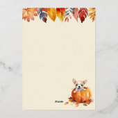 Schattigee kleine pompoen puppy Herfst in liefde B Folie Uitnodiging (Achterkant)