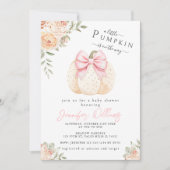 Schattigee Kleine Pompoen Roze Bloemen Baby Meisje Kaart (Voorkant)