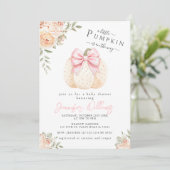 Schattigee Kleine Pompoen Roze Bloemen Baby Meisje Kaart (Staand voorkant)