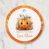 Schattigee kleine pompoen verjaardagsfeestje bedankjes labels (Achterkant)