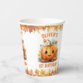 Schattigee kleine pompoen verjaardagsfeestje papieren bekers (Achterkant)