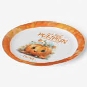 Schattigee kleine pompoen verjaardagsfeestje papieren bordje (Gekanteld)