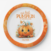 Schattigee kleine pompoen verjaardagsfeestje papieren bordje (Voorkant)