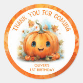 Schattigee kleine pompoen verjaardagsfeestje ronde sticker (Voorkant)