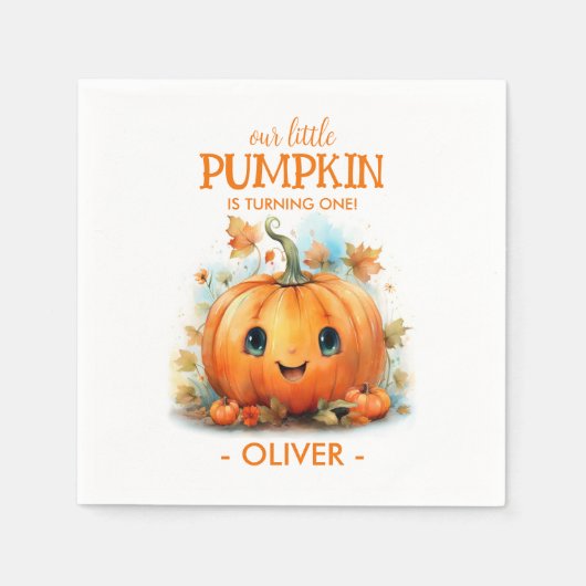 Schattigee kleine pompoenverjaardag servet (Voorkant)