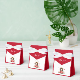 Schattigee kleine prinses met rode jurk bedankdoosjes