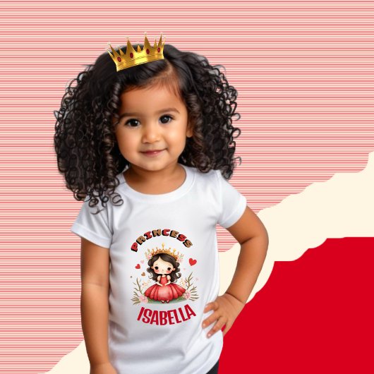Schattigee kleine prinses met rode jurk kinder shirts