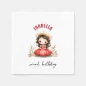 Schattigee kleine prinses met rode jurk servet (Voorkant)