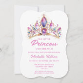 Schattigee Kleine Prinses Tiara Roze Gouden Glitte Kaart (Voorkant)