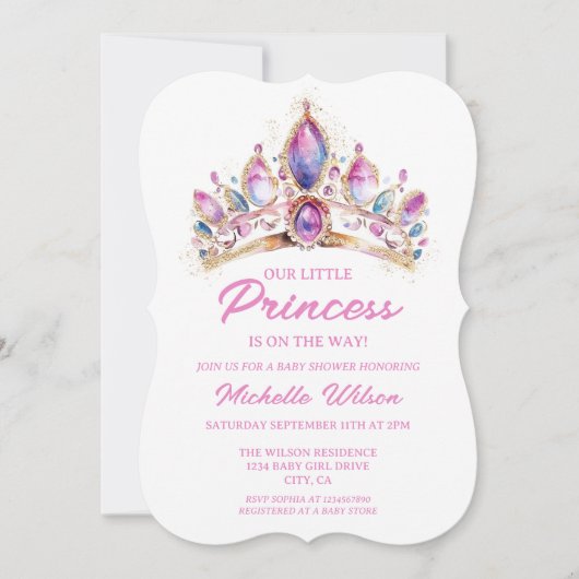 Schattigee Kleine Prinses Tiara Roze Gouden Glitte Kaart (Voorkant)