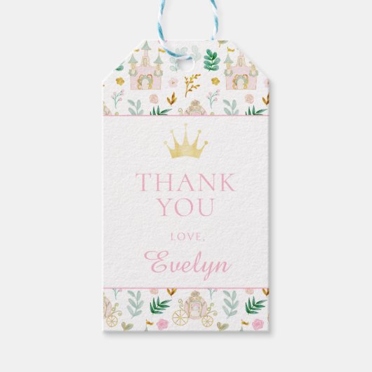 Schattigee kleine prinses verjaardagsmeisje dank u cadeaulabel (Voorkant)